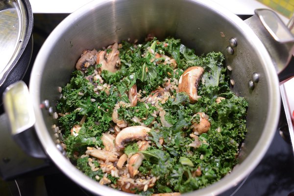 Risotto au kale et aux champignons