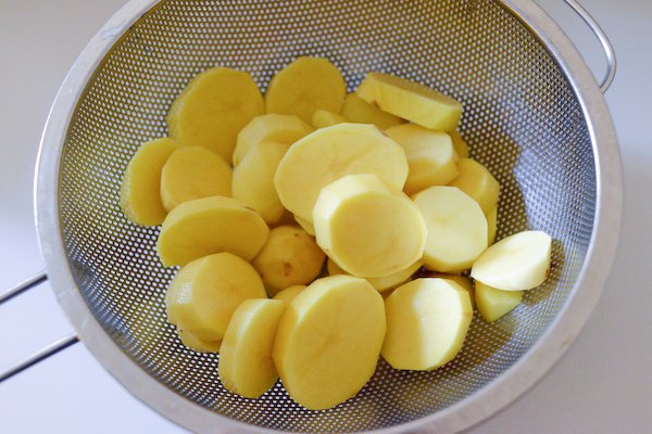 Potatoes, sliced.