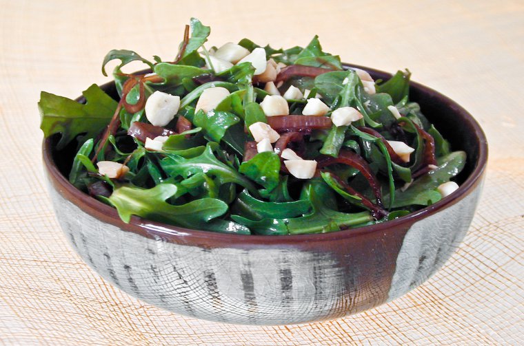 Arugula with Shallot Confit Vinaigrette and Toasted Almonds Recipe