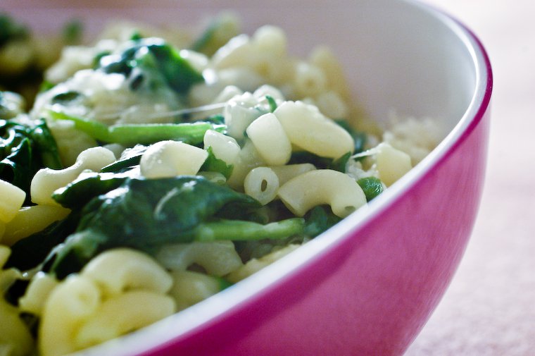 Elbow Macaroni with Comté Cheese and Baby Spinach