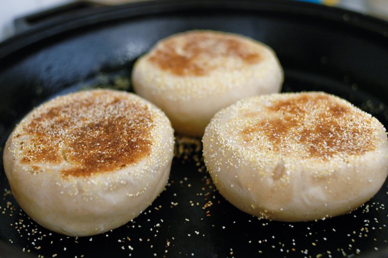 English muffins in the skillet (side 2)