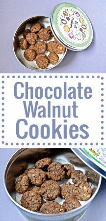 An easy, one-bowl recipe to make delicious gluten-free cookies, with crunchy chunks of chocolate and walnuts.