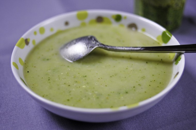 Pattypan Squash and Pesto Soup