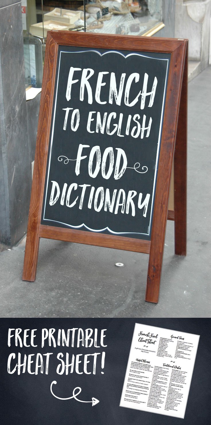 Learn French through food -- or decode your favorite French restaurant menus -- with this comprehensive French-English Food Dictionary!