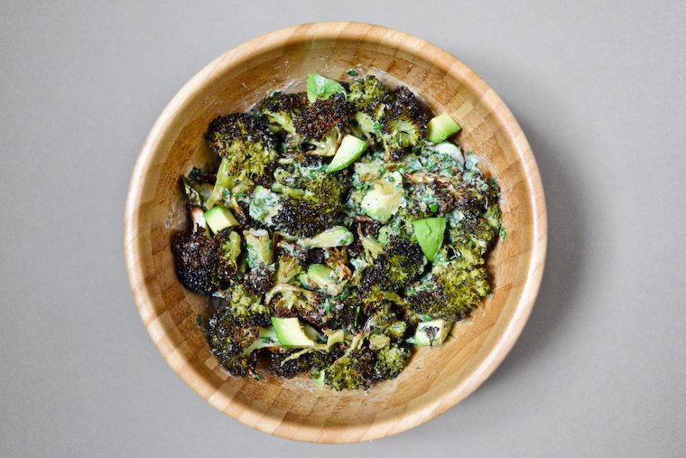 Charred broccoli and avocado salad