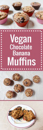 Astoundingly satisfying vegan chocolate banana muffins, moist and tender and chocolate-chunky, with flavors big and bold. Also, pretty easy to put together.