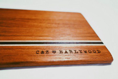Custom-engraved Earlywood C&Z Cutting Board