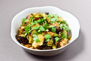 Roasted Brussels Sprouts with Ginger and Kimchi