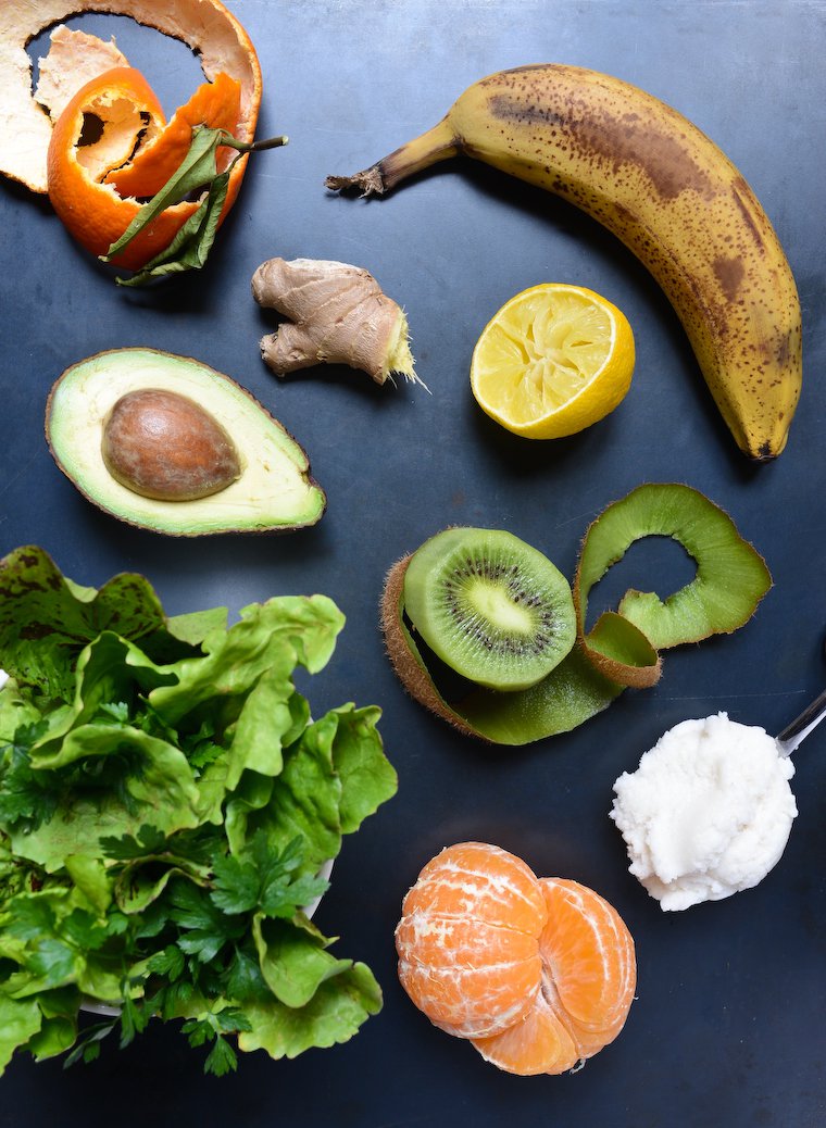 The ingredients for my Immune-Boosting Green Smoothie Bowl.