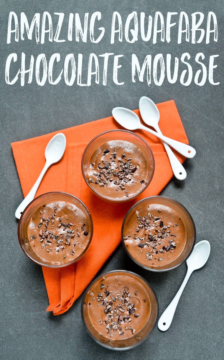 An amazing recipe for aquafaba chocolate mousse, made with the whipped juices from a can of chickpeas. Delicious, fun, and vegan!