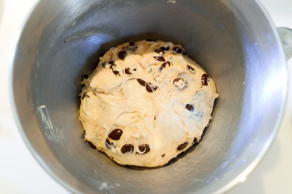 Chocolate Chip Brioches: Adding the chocolate chips