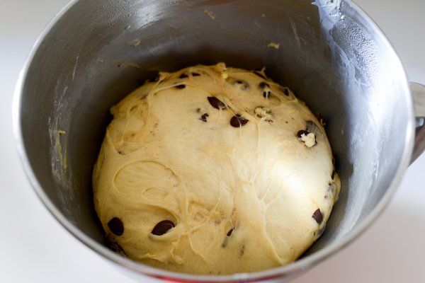 Chocolate Chip Brioches: Dough risen
