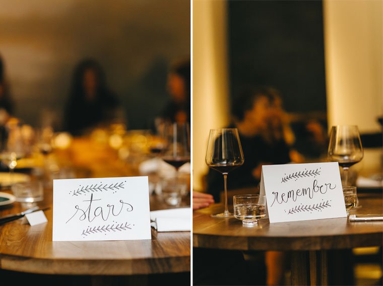 Hand-lettered wedding table cards