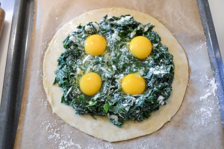 French Easter Pie with Spinach and Goat Cheese : Filling