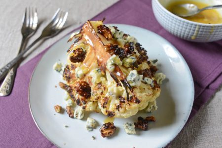 Roasted Cauliflower with Blue Cheese and Caramelized Walnuts
