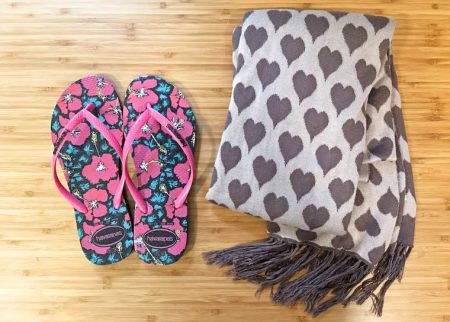 Flip flops and scarf