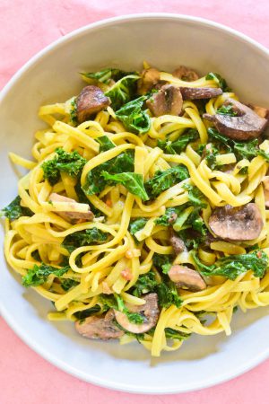 Peanut Noodles with Kale and Mushrooms