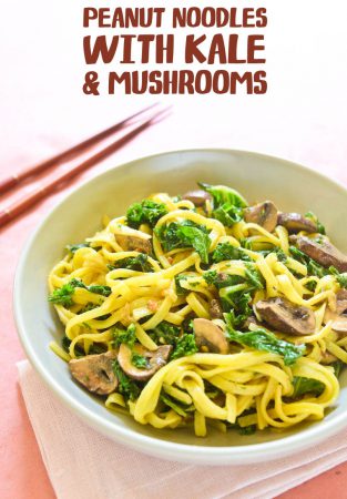 Peanut Noodles with Kale and Mushrooms